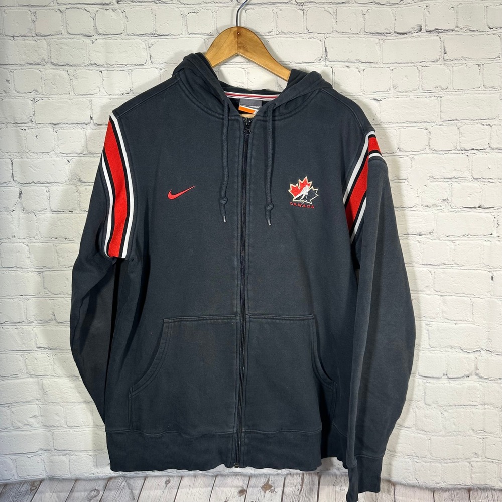 Nike Bauer Team Canada Hockey Full Zip Hoodie Mens Large Black Red F6BID 1027073